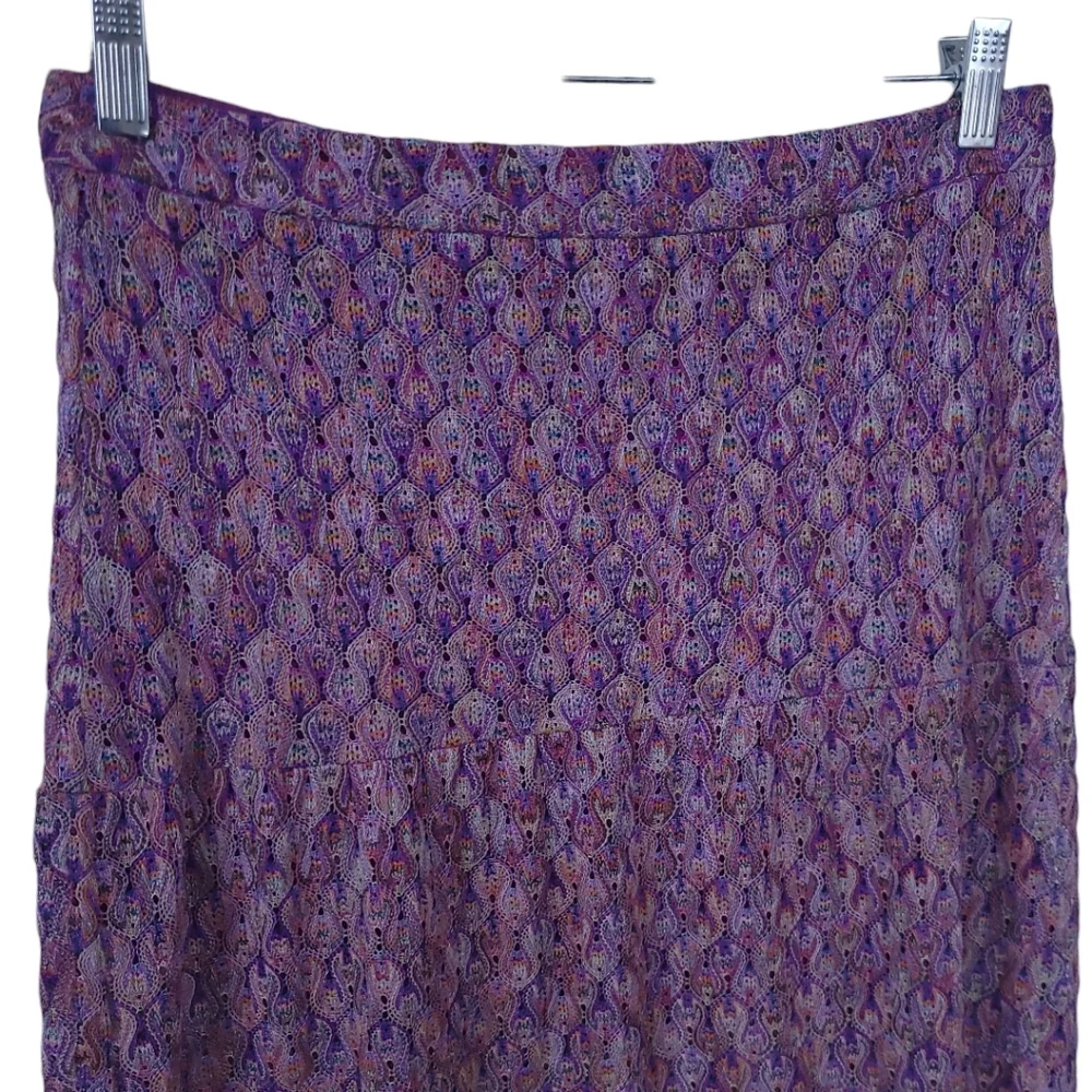 Trina Turk Serpentine Lace Crochet Knit Tiered Maxi Skirt Bohochic Fairycore